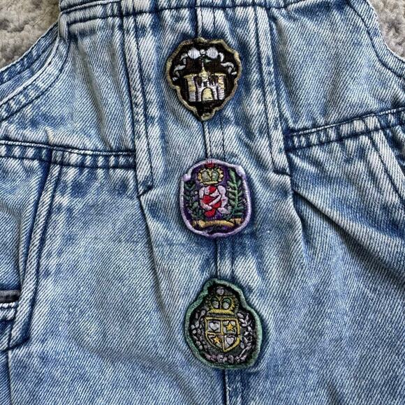 VTG 90s Acid Washed Denim Overalls with princess castle by Popsicle Sz 4 - Picture 3 of 12
